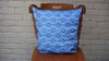 Blue Geometric Cushion Cover Sham Pillow Handwoven Cotton Mayan Mexican Chiapas