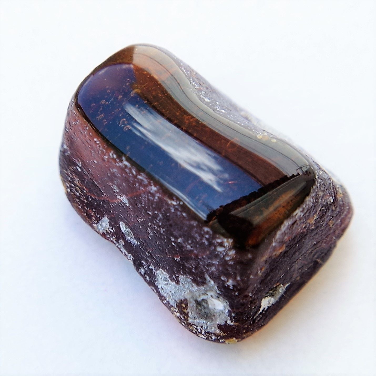 Red Green Mexican Amber Stone Good Clarity w Some Bubbles Inside 6.3g