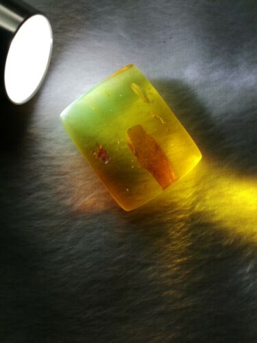 Square cabochon pendant Mexican Amber 5g fully polished with insect debris