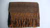 Dark Brown with Beige Rebozo Shawl with Fringes Embroidered Cotton
