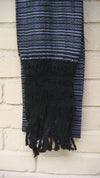 Mexican Handwoven Black and White Rebozo Shawl Wrap Scarf Runner From Tenancingo