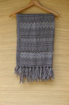Brown Black Cream Rebozo Shawl with Geometric Pattern from Mexico