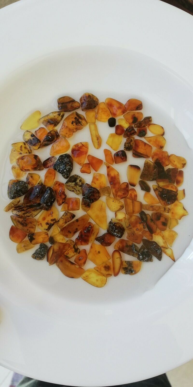 30g Amber Chips Yellow Green Red Blue from Chiapas Mexico tumbled matte finish