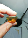 Mexican Amber 5.5g cabochon with natural crust special blue green color