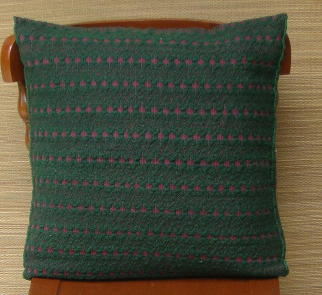 Mexican Handwoven Green Cushion Cover Sham Woolen Cotton Mayan Mexican Chiapas