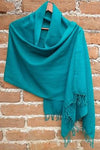 Blue Green Rebozo Shawl from Mexico Handwoven Cotton