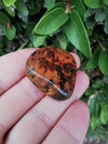 Polishing blue green Mexican Amber 7.6g flat round shape with natural skin