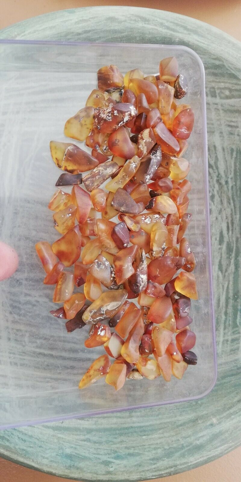 30g Amber Chips Yellow Green Red Blue from Chiapas Mexico tumbled matte finish
