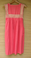 Pink Mexican Maxi Dress Huipil Hand Embroidery Flowers X-Small