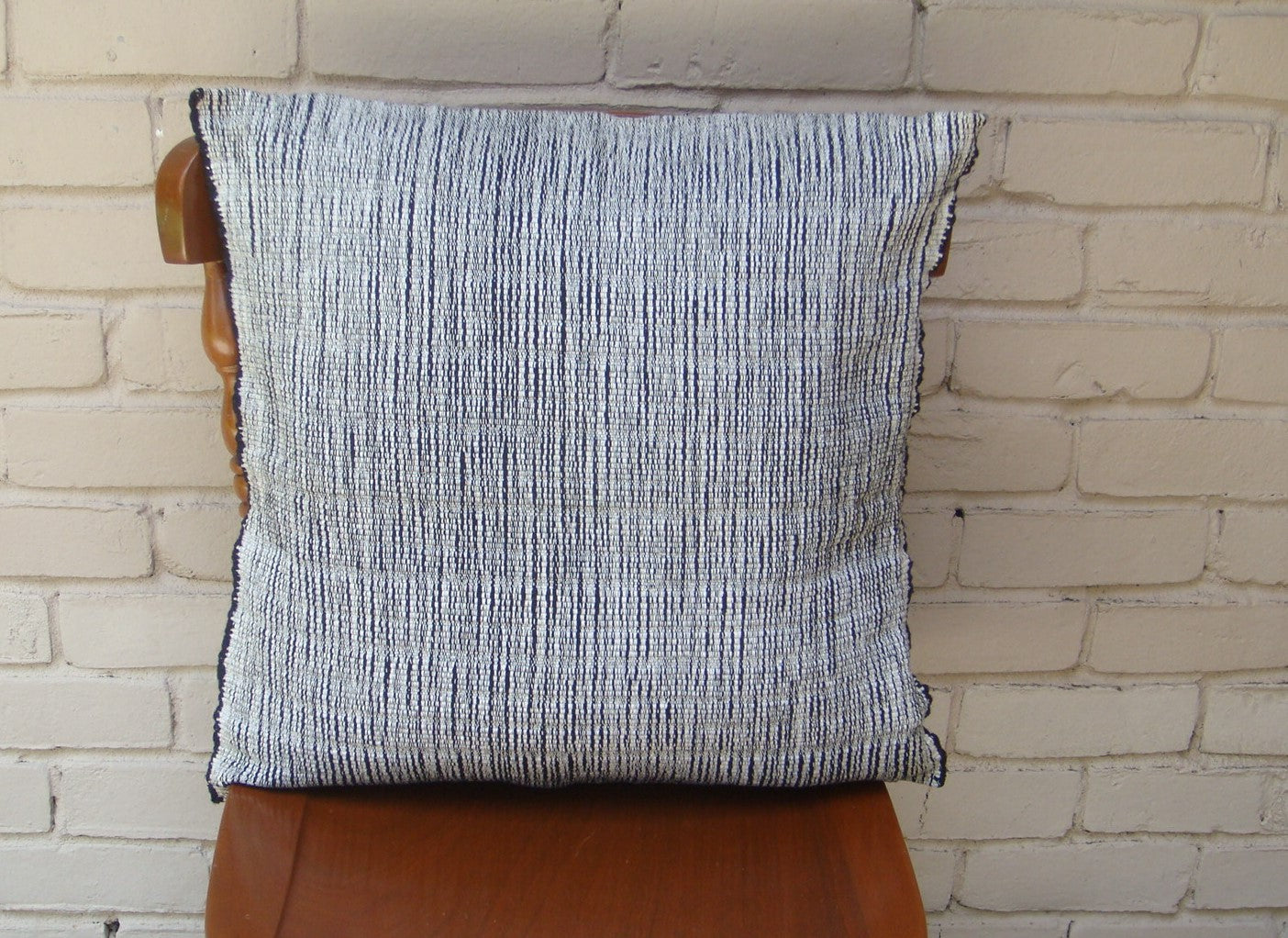 Mexican Handwoven Cream with Black Cushion Cover Sham Cotton Mayan Mexican Chiapas