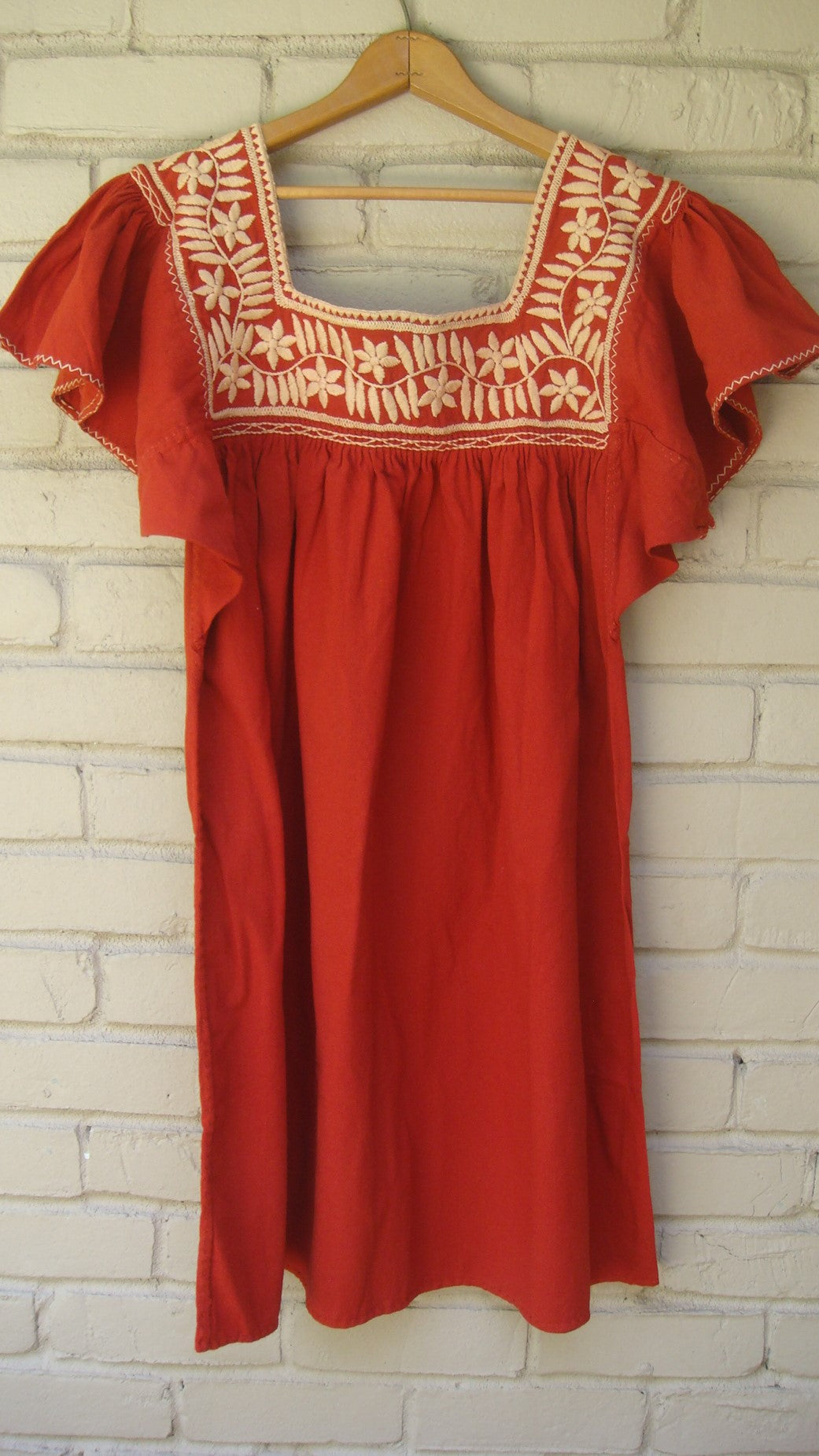 Mexican Blouse Huipil Dark Red with Embroidered Flowers XS/Small/Mediu - Mayan Copal Mexican Blouse Huipil Dark Red with Embroidered Flowers XS/Small/Mediu - Mayan Copal