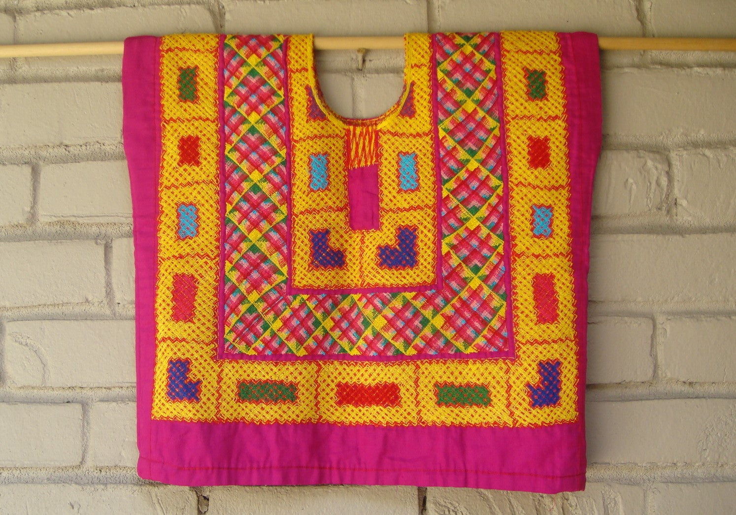 Mexican Tehuana Blouse Vintage Frida Kahlo style Embroidered Oaxaca Mexico Small