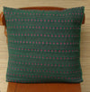 Mexican Handwoven Green Cushion Cover Sham Woolen Cotton Mayan Mexican Chiapas