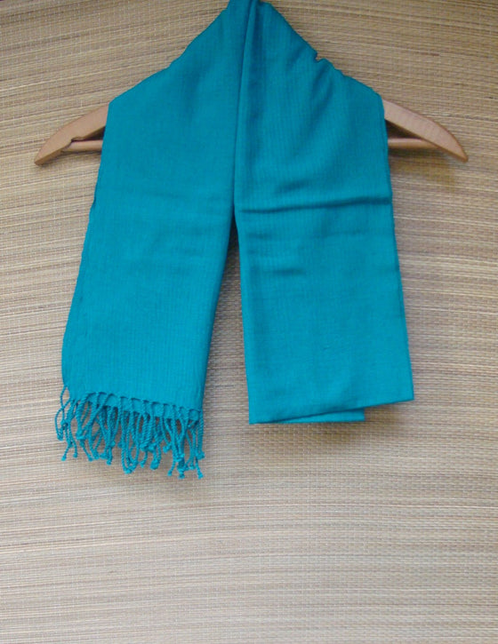 Blue Green Rebozo Shawl Wrap Handwoven Cotton from Mexico