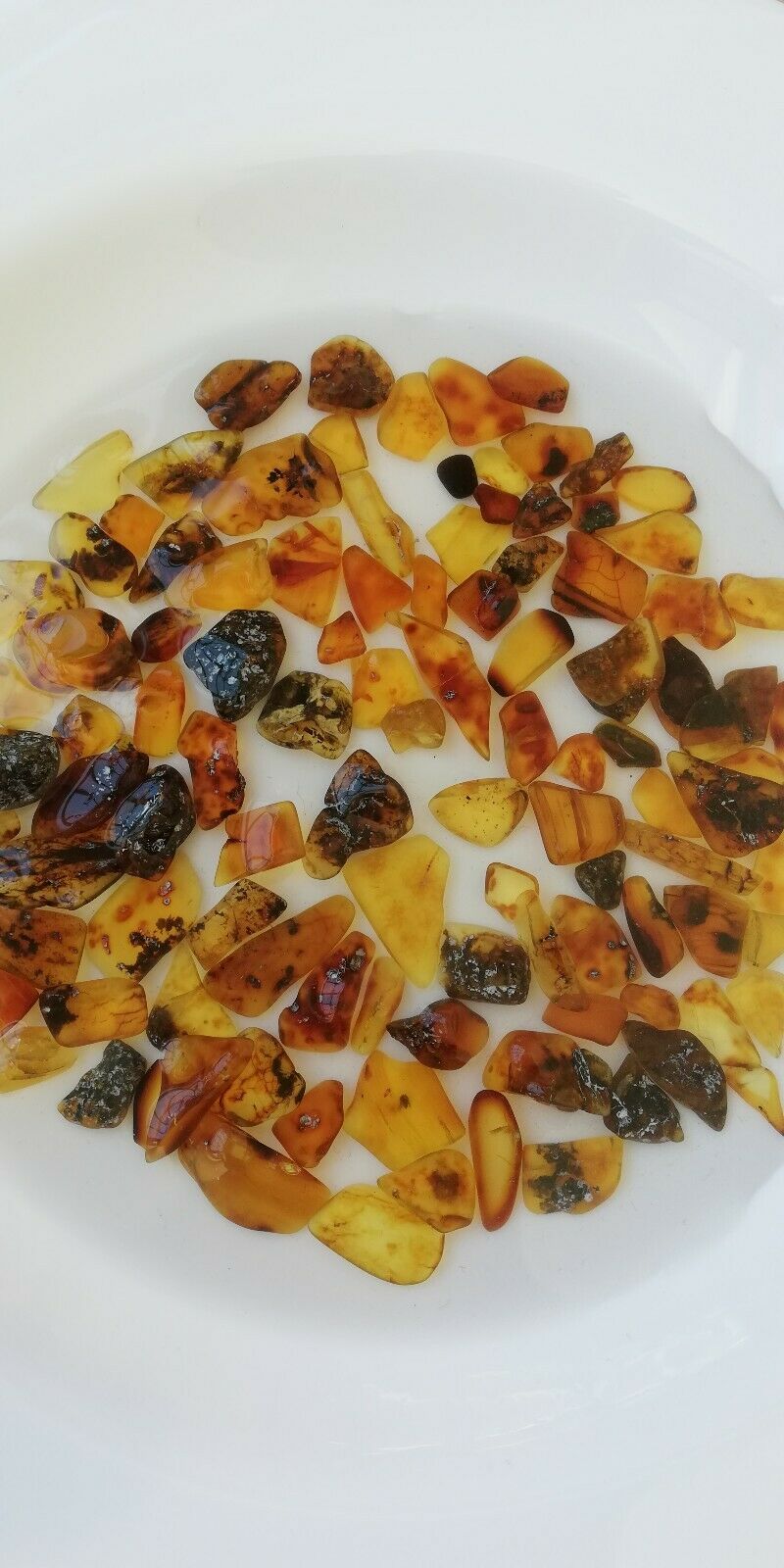 30g Amber Chips Yellow Green Red Blue from Chiapas Mexico tumbled matte finish