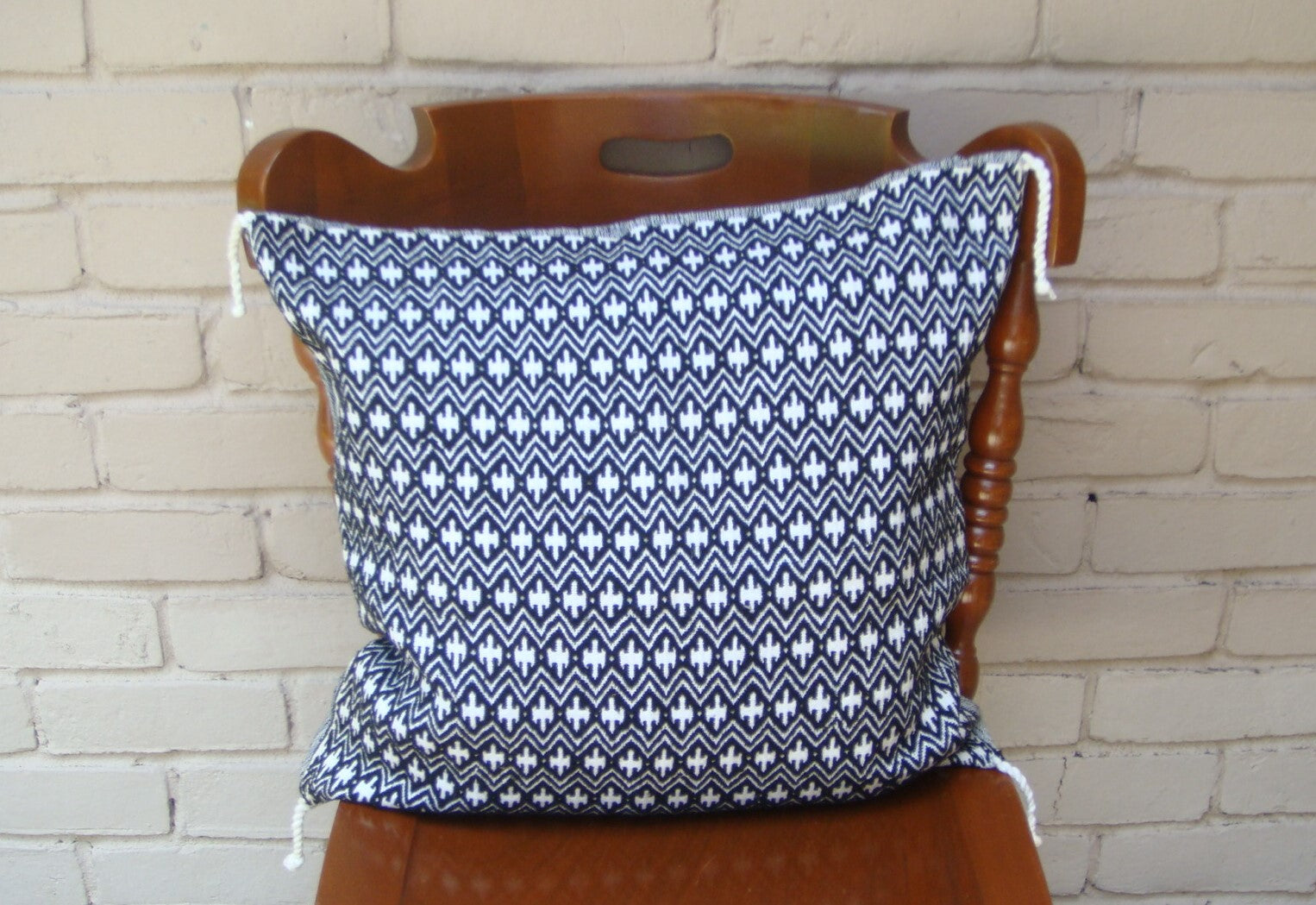 Mexican Handwoven Black Cushion Cover Sham Cotton Mayan Mexican Chiapas