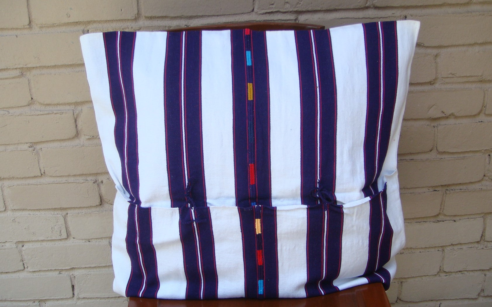 Mexican Handwoven Multicolor Cushion Cover Sham Cotton Mayan Mexican Chiapas