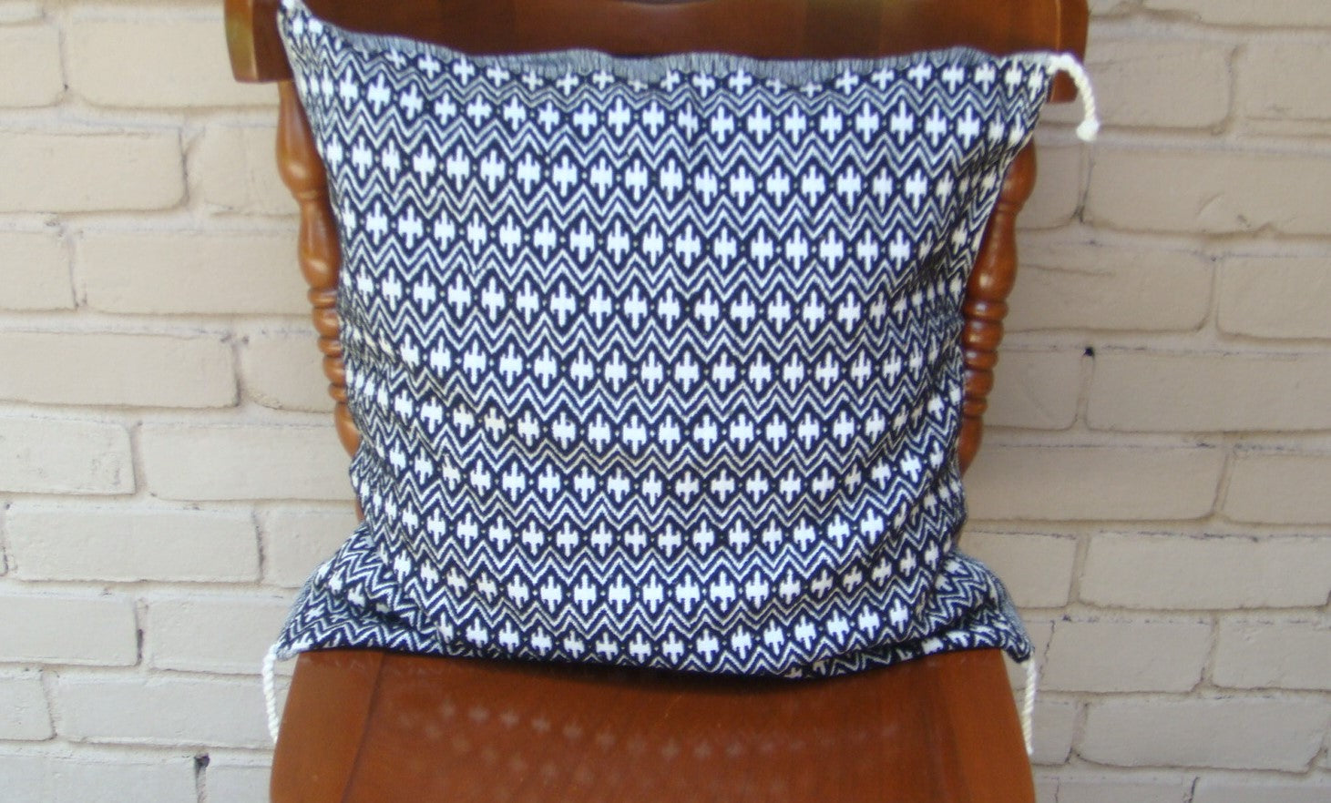 Mexican Handwoven Black Cushion Cover Sham Cotton Mayan Mexican Chiapas