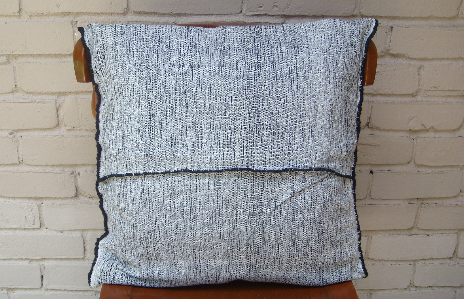 Mexican Handwoven Cream with Black Cushion Cover Sham Cotton Mayan Mexican Chiapas