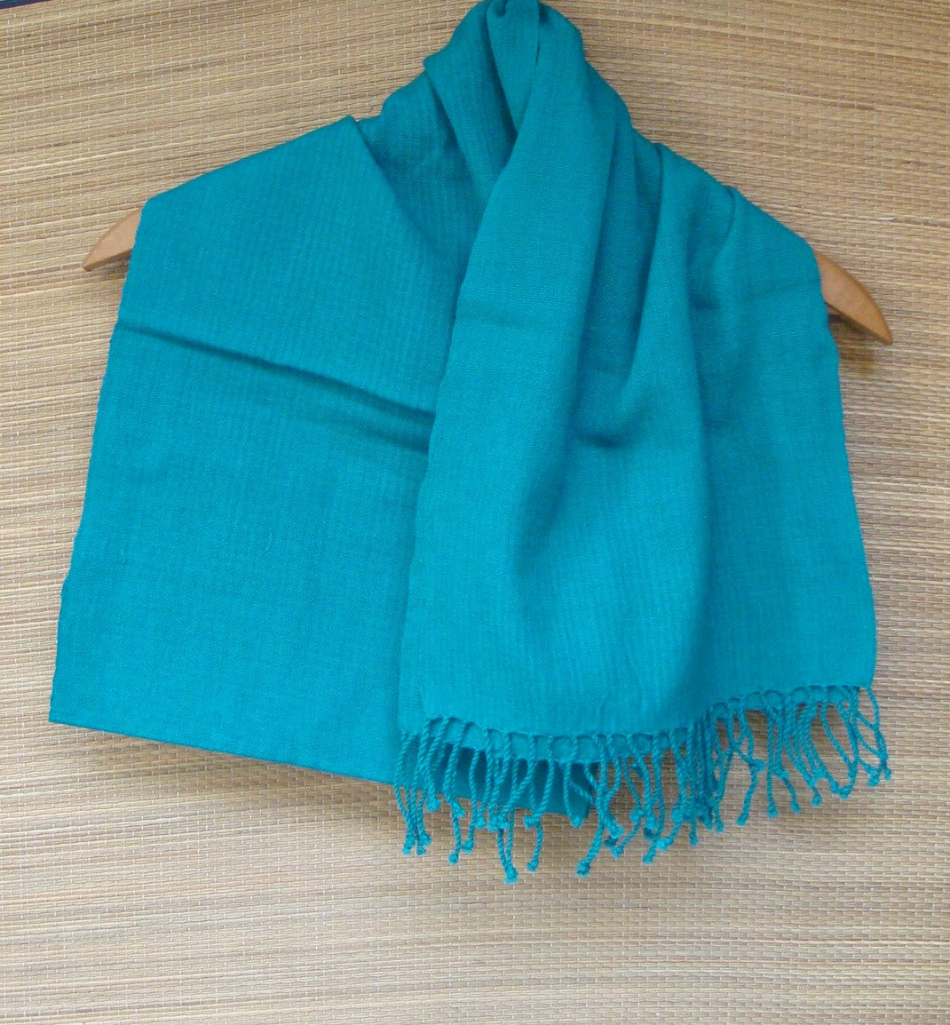 Blue Green Rebozo Shawl Wrap Handwoven Cotton from Mexico