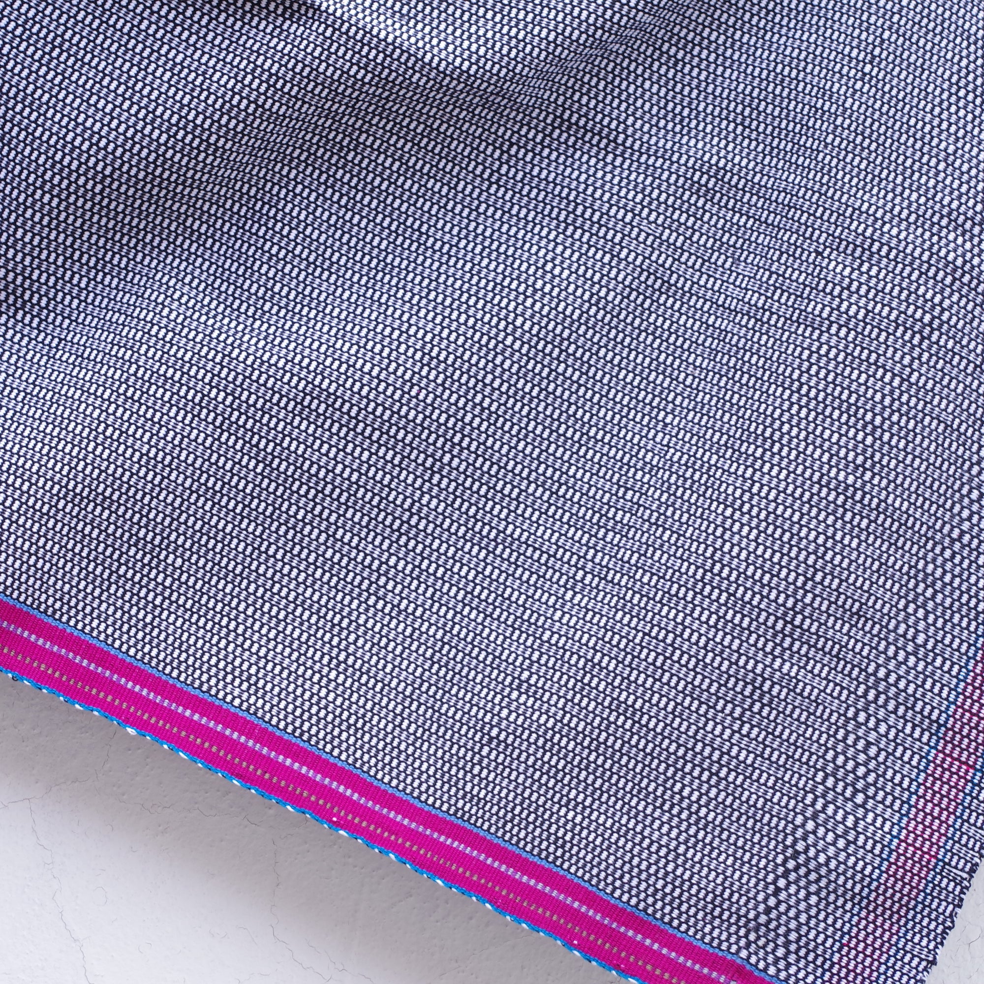 Mayan Copal Black and White Mexican Rebozo Shawl Embroidered with Pure Cotton