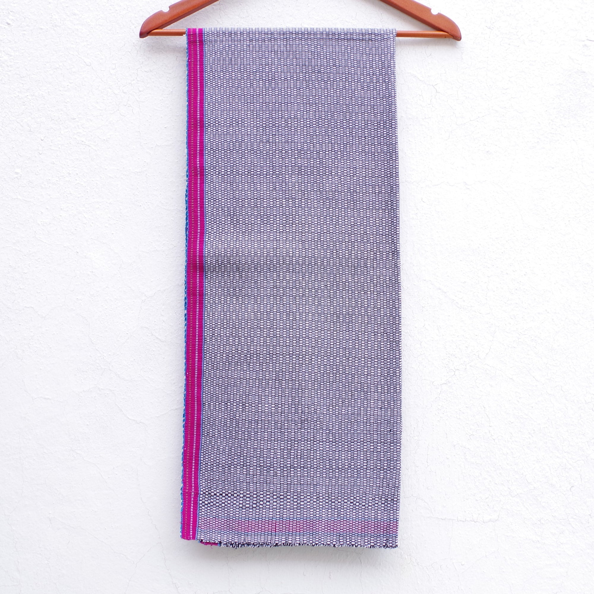 Mayan Copal Black and White Mexican Rebozo Shawl Embroidered with Pure Cotton