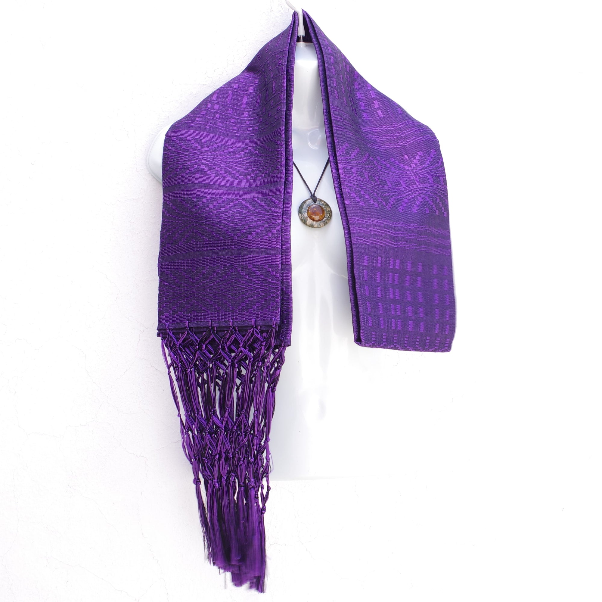 Mayan Copal Violet Rayon Mexican Rebozo Shawl Scarf