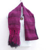 Mayan Copal Magenta and Black Mexican Rebozo Shawl with Fringes Embroidered with Cotton and Yard
