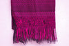 Mayan Copal Magenta and Black Mexican Rebozo Shawl with Fringes Embroidered with Cotton and Yard
