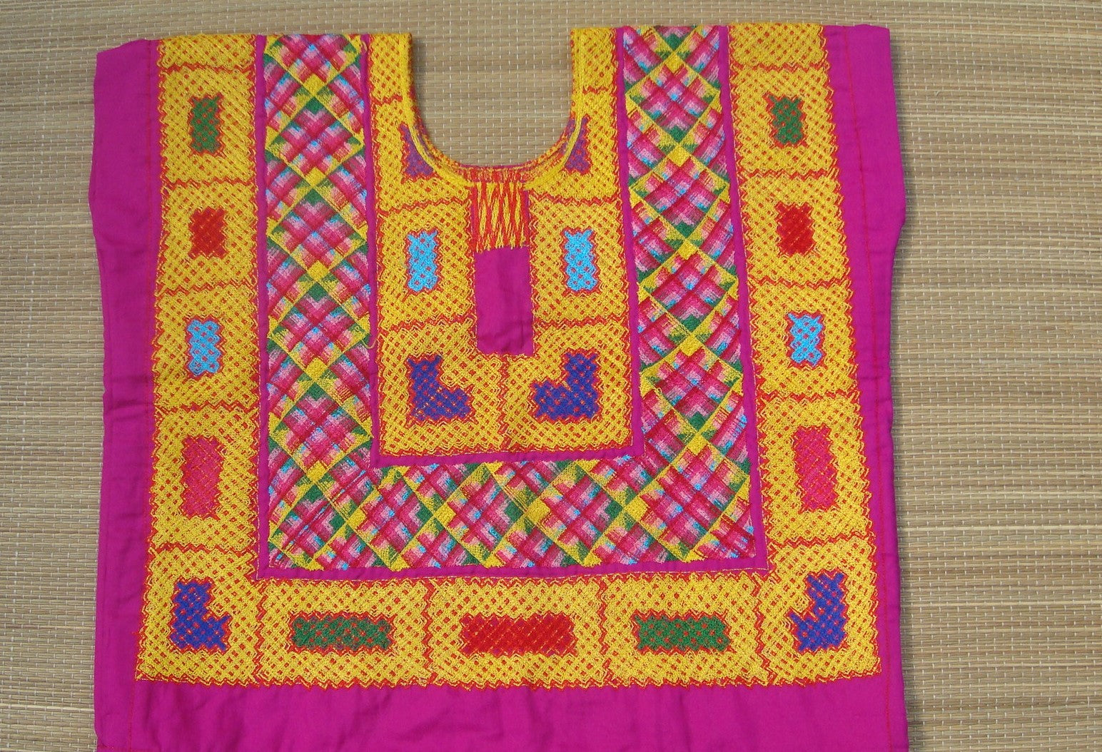 Mexican Tehuana Blouse Vintage Frida Kahlo style Embroidered Oaxaca Mexico Small