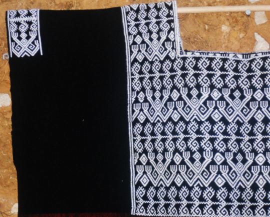 Black and Red Chiapas Huipil Cotton Handwoven from Mexico