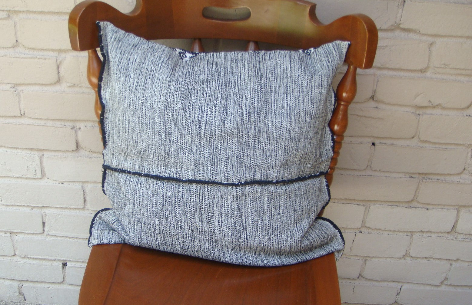 Mexican Handwoven Black Cushion Cover Sham Cotton Mayan Mexican Chiapas