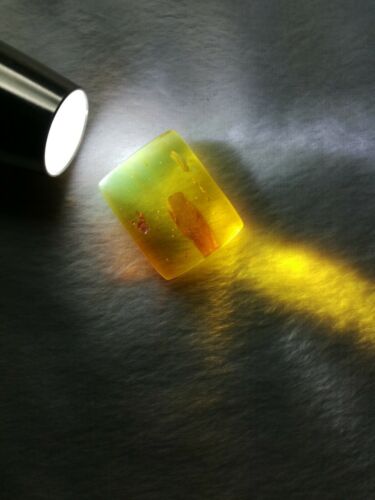 Square cabochon pendant Mexican Amber 5g fully polished with insect debris