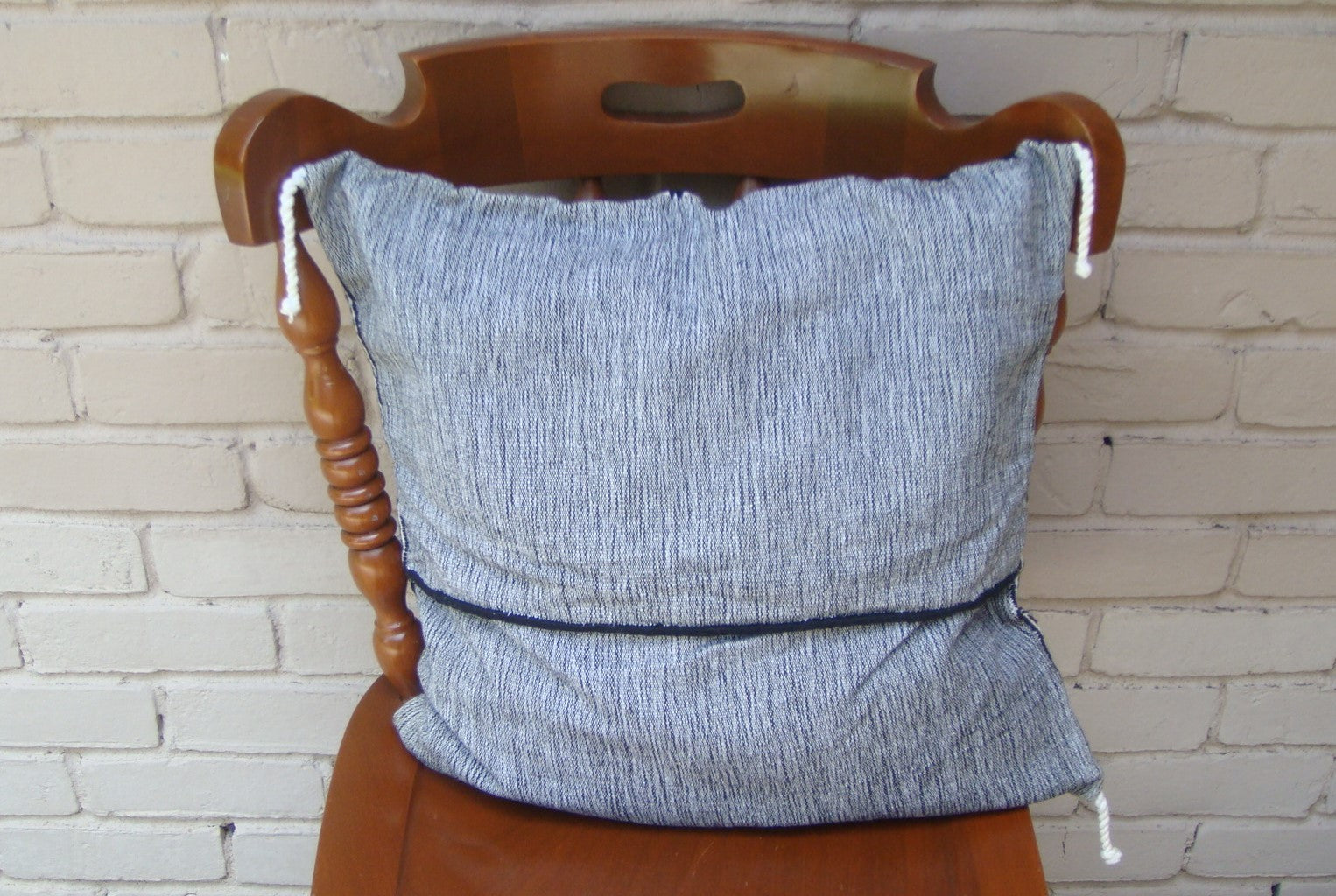 Mexican Handwoven Black Cushion Cover Sham Cotton Mayan Mexican Chiapas