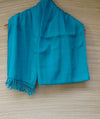 Blue Green Rebozo Shawl from Mexico Handwoven Cotton