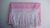 Pink with White Rebozo Shawl with Fringes Embroidered Cotton