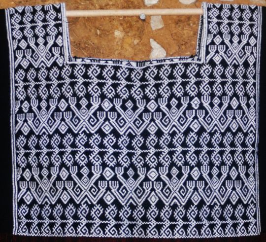 Black and Red Chiapas Huipil Cotton Handwoven from Mexico