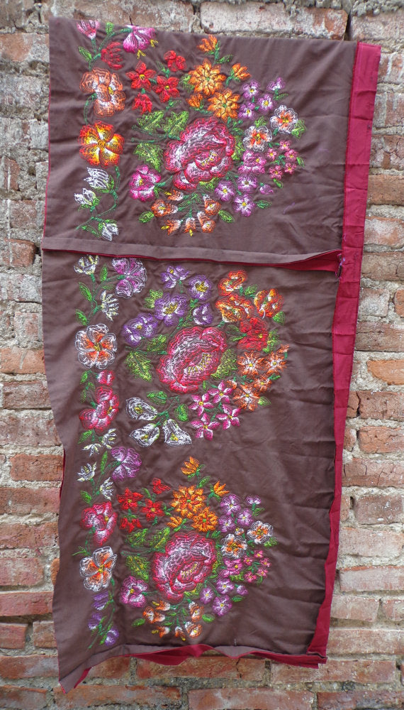 Vintage Mexican Huipil Dress Tehuana Embroidered Oaxaca Frida Kahlo