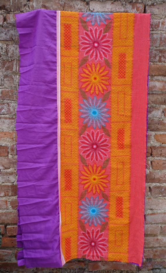 Mexican Tehuana Dress piece True vintage Frida Kahlo style Flowers Embroidered Oaxaca Mexico