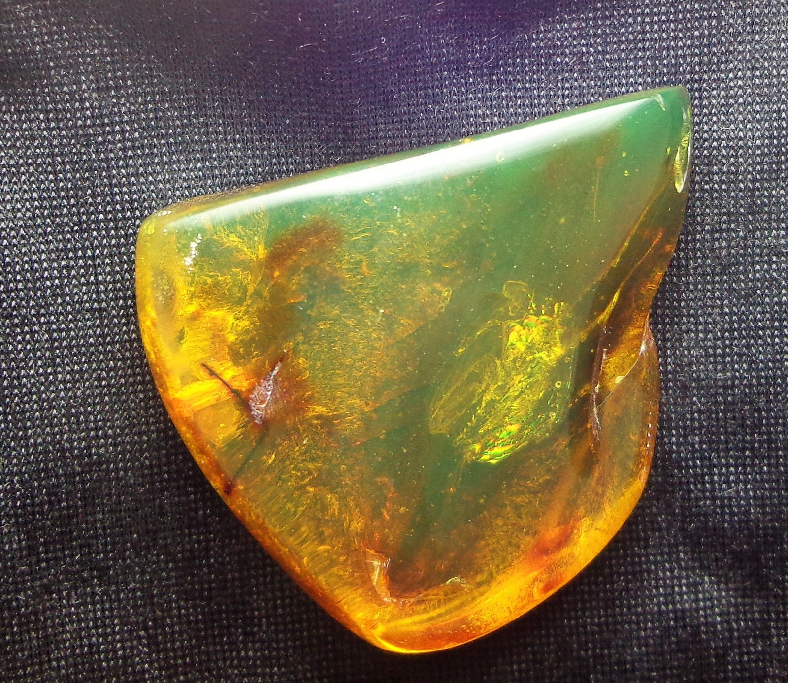 Blue Green Mexican Amber Stone with Mosquito Insect Cockroach parts inside 35.5g