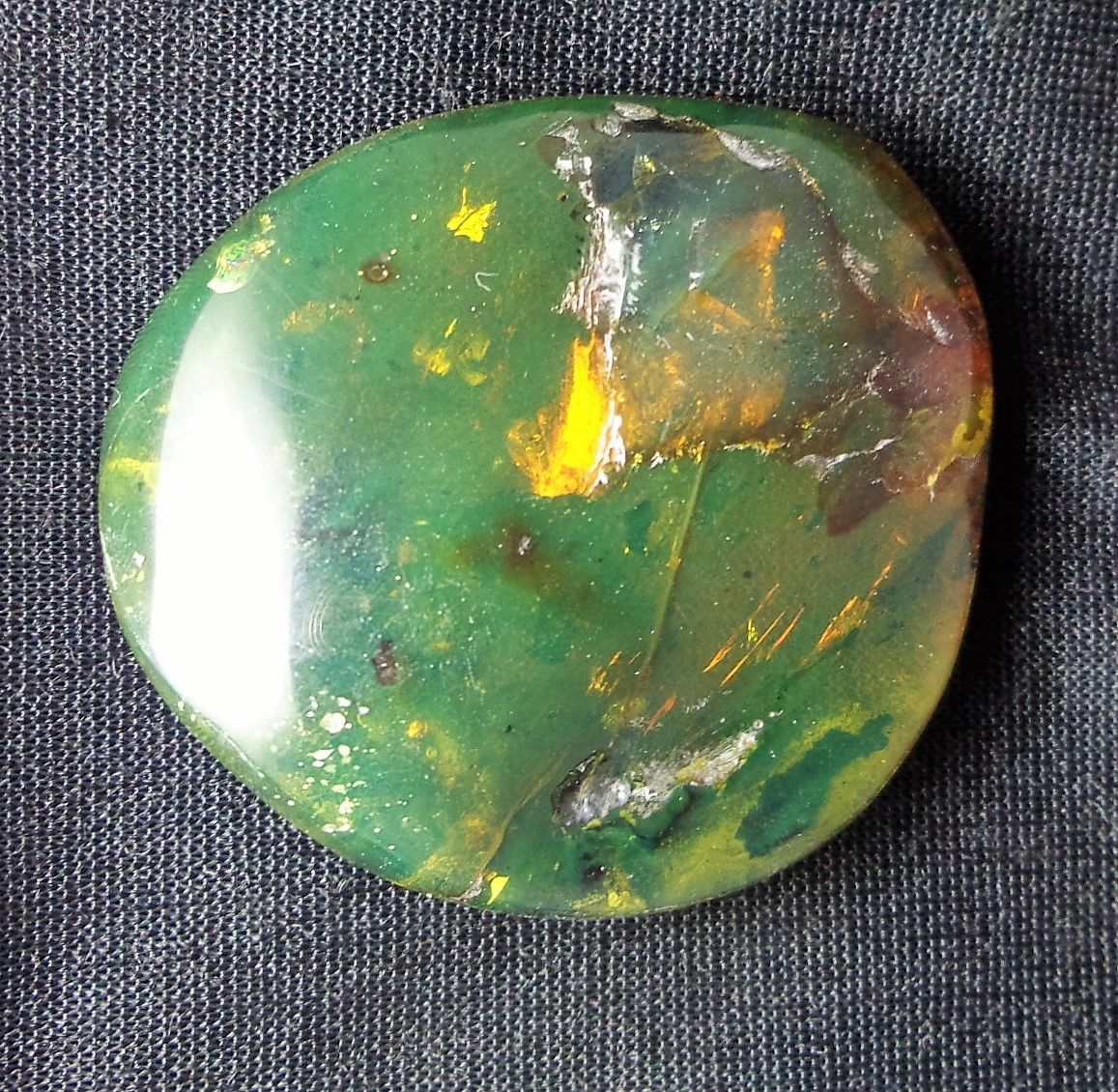 Rare Mexican Amber Mammal Hair inside Full Polished 33.8g