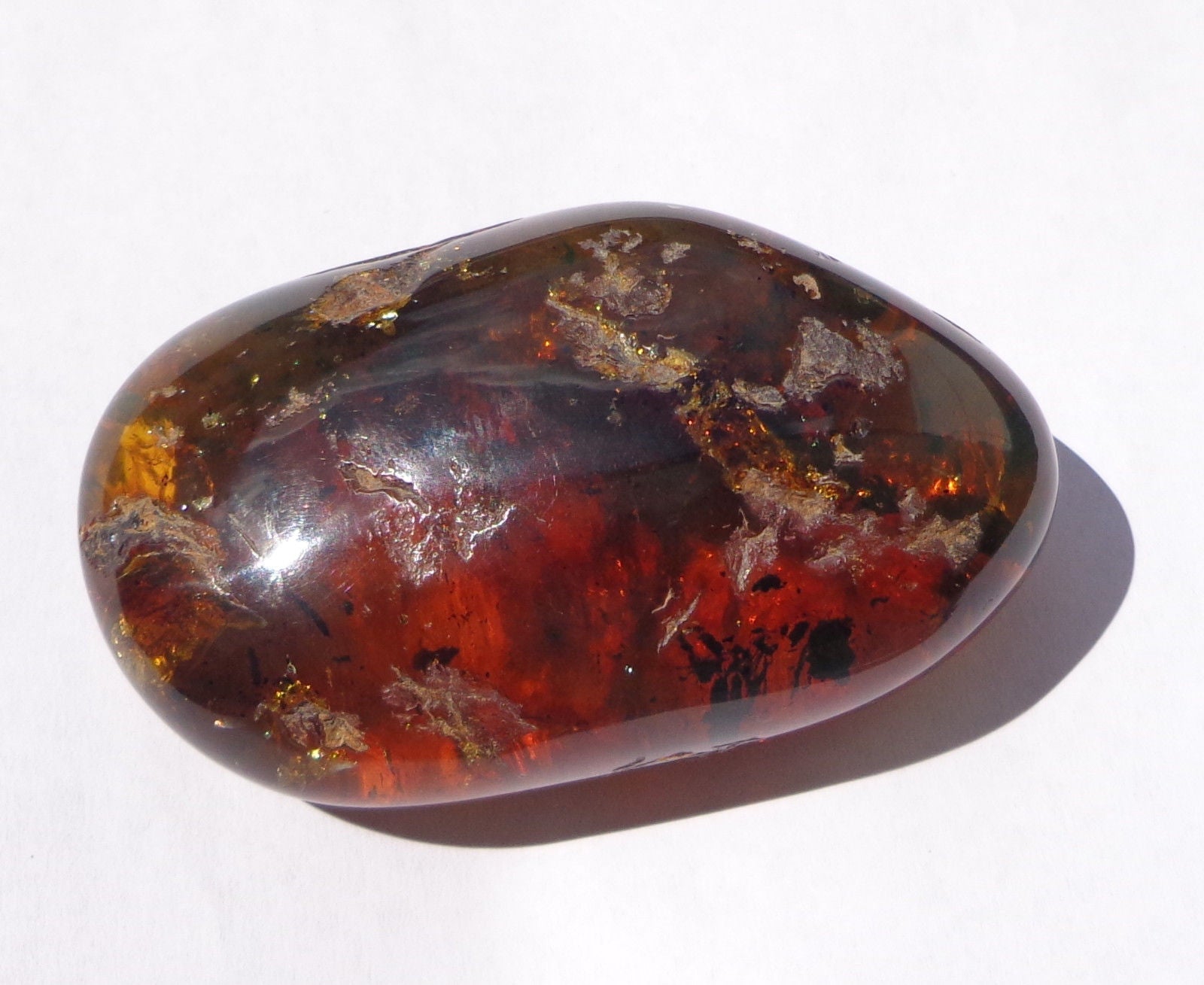 Red Blue Green Mexican Amber Stone Fossil Polished Chiapas 61.5g