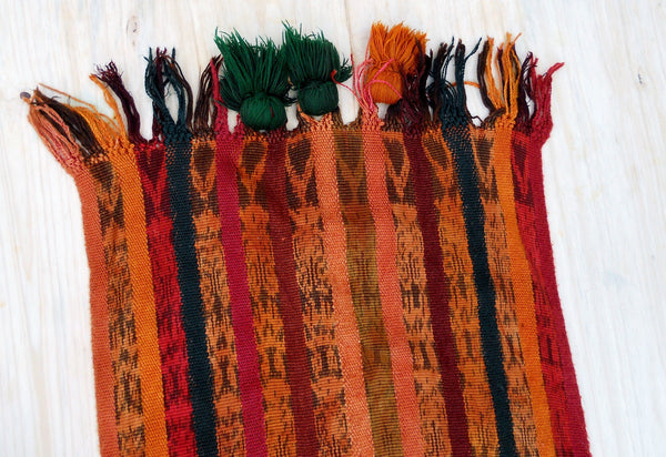 Handwoven Multi Guatemala Textile Vintage Drape Runner Mayan - Mayan Copal