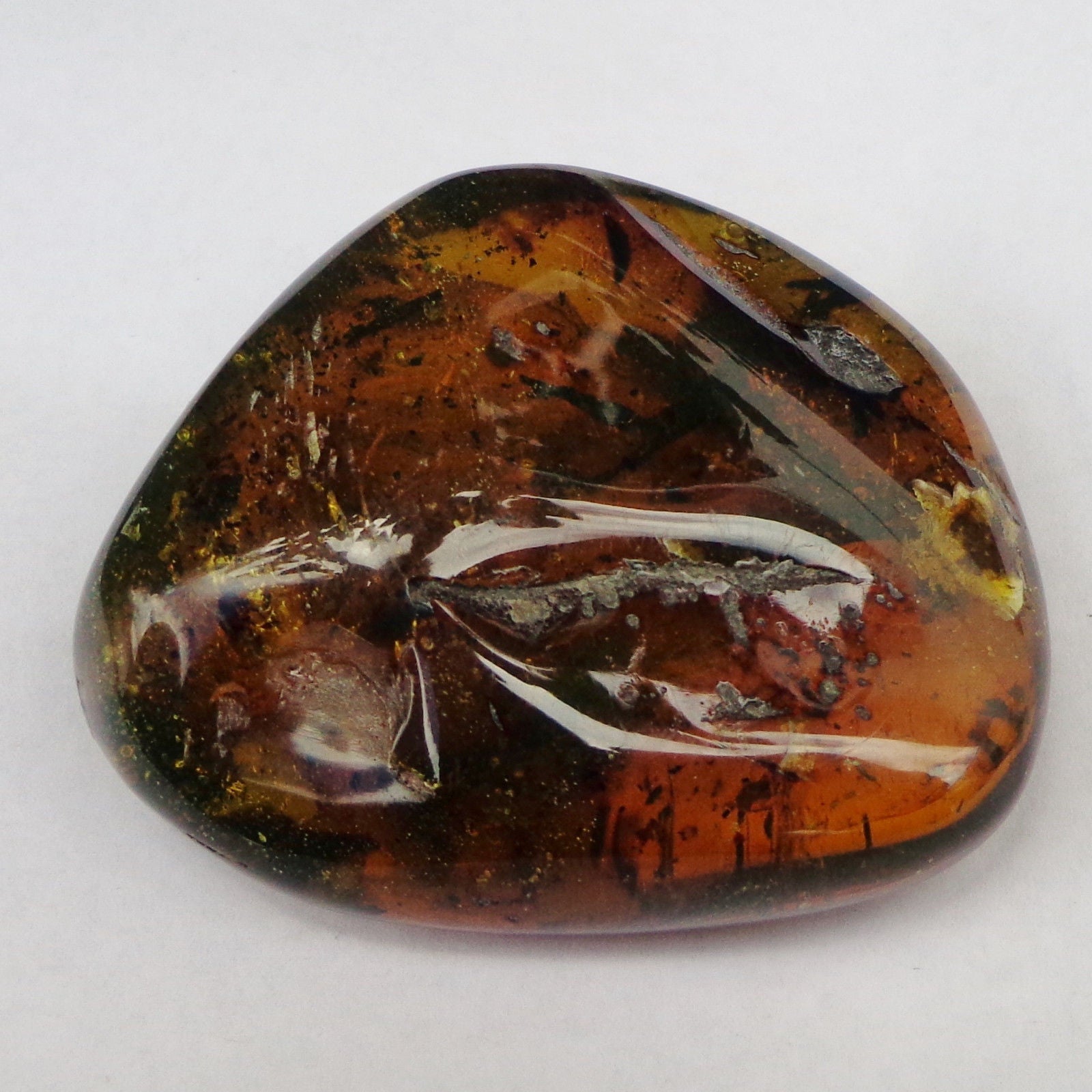 Rare Mexican Amber Stone Flower Petals inclusion Full Polished 46.5g
