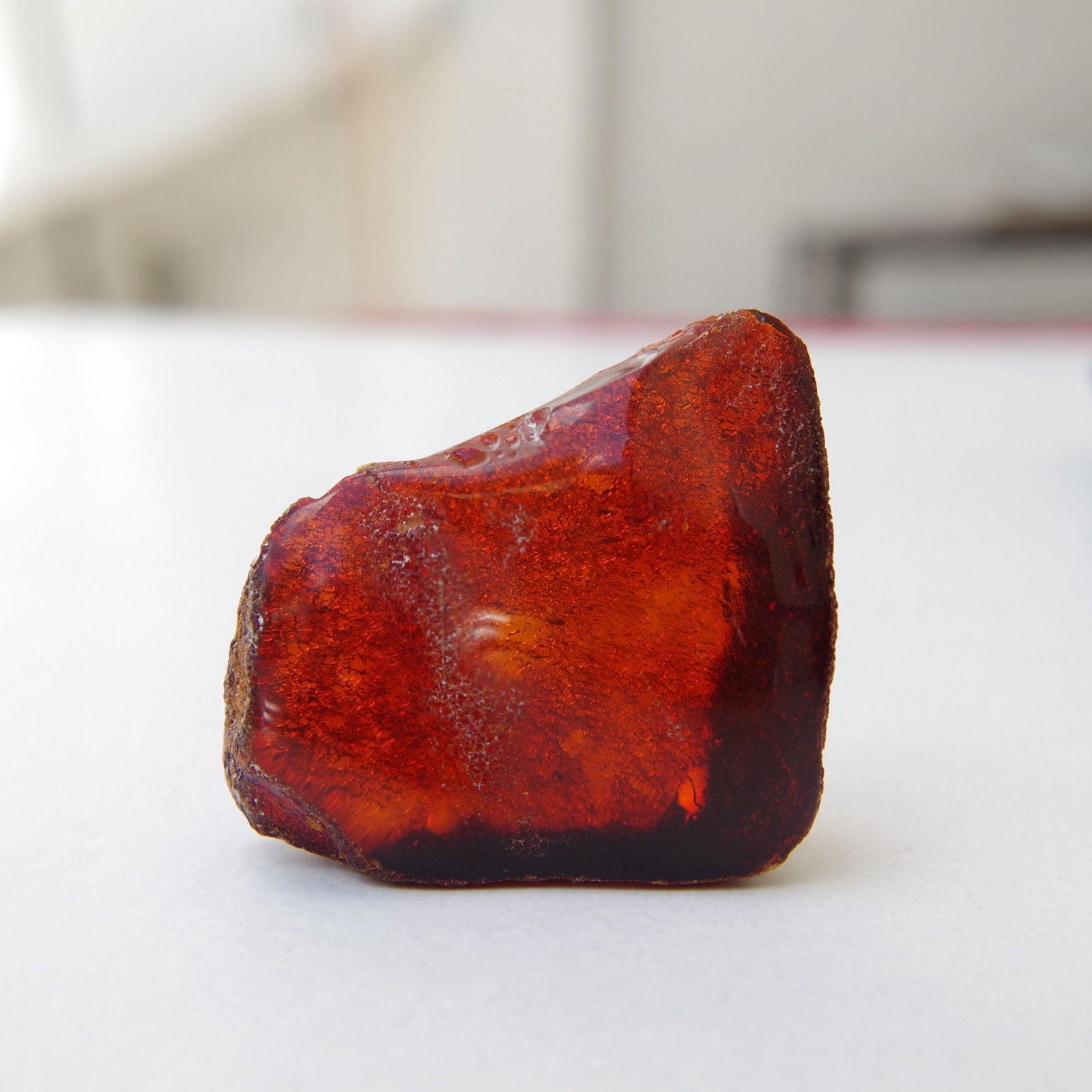 Natural Red Mexican Amber Stone Top Quality AAA Window Polished 7g from Chiapas
