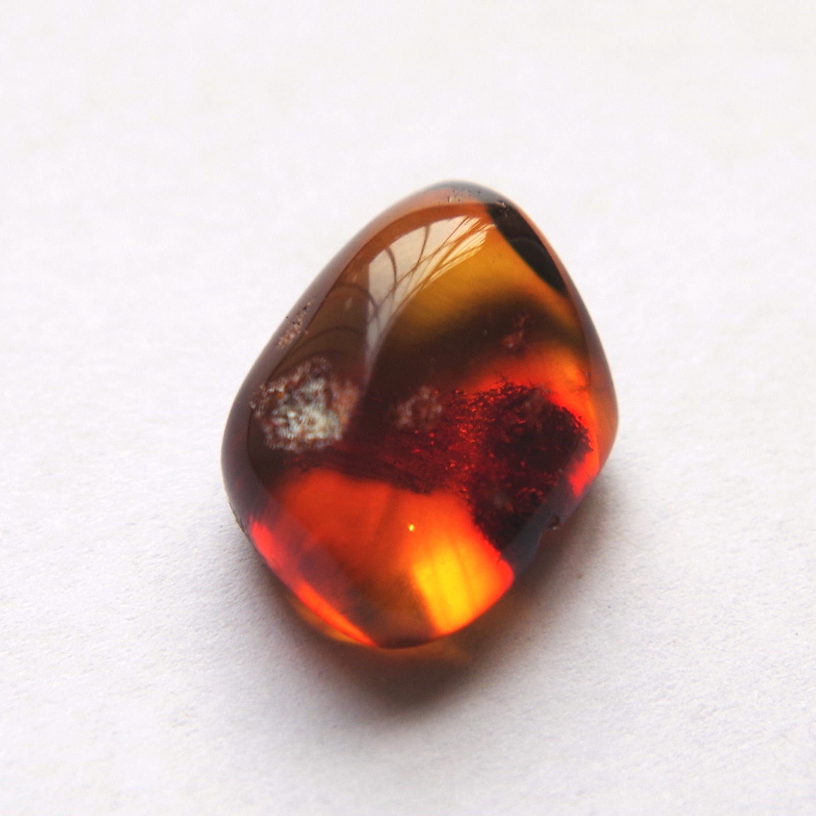 Red Green Mexican Amber Stone Fossil Polished Great Clarity 2.6g