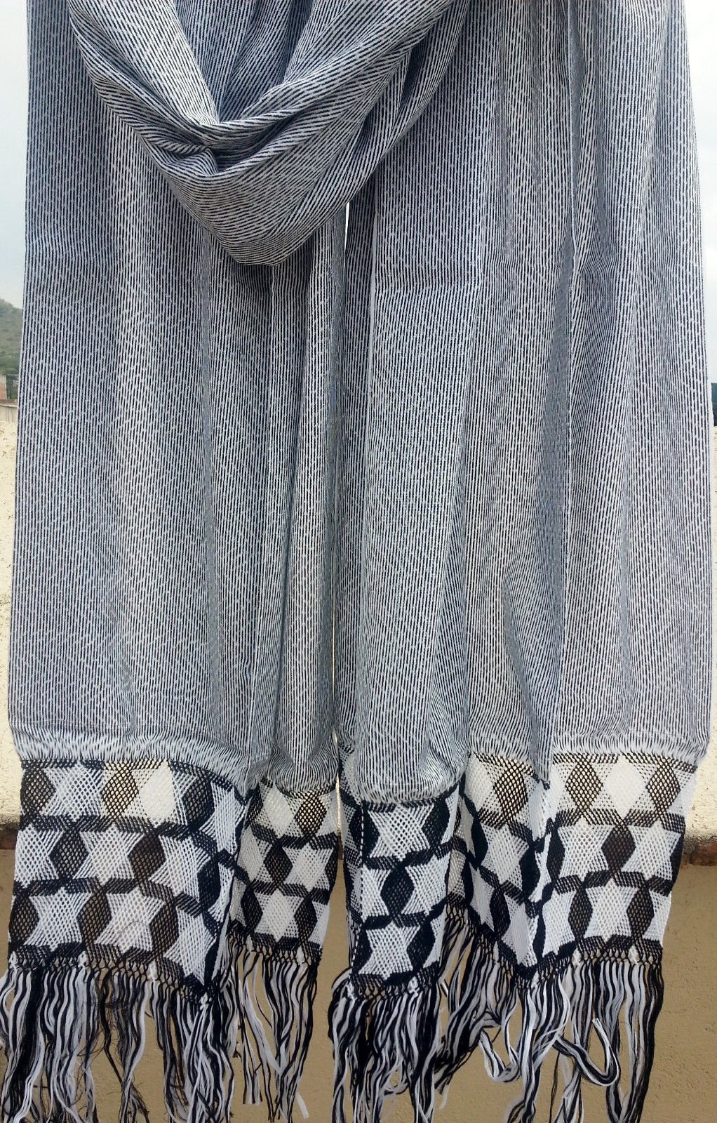Mexican Handwoven Rebozo Sarape Shawl Wrap Pareo Scarf Runner From Tenancingo With Stars drawings
