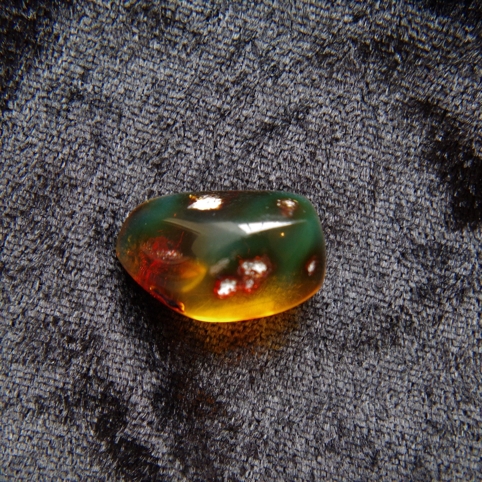 Red Green Mexican Amber Stone Full Polished Great Clarity 3.6g from Chiapas